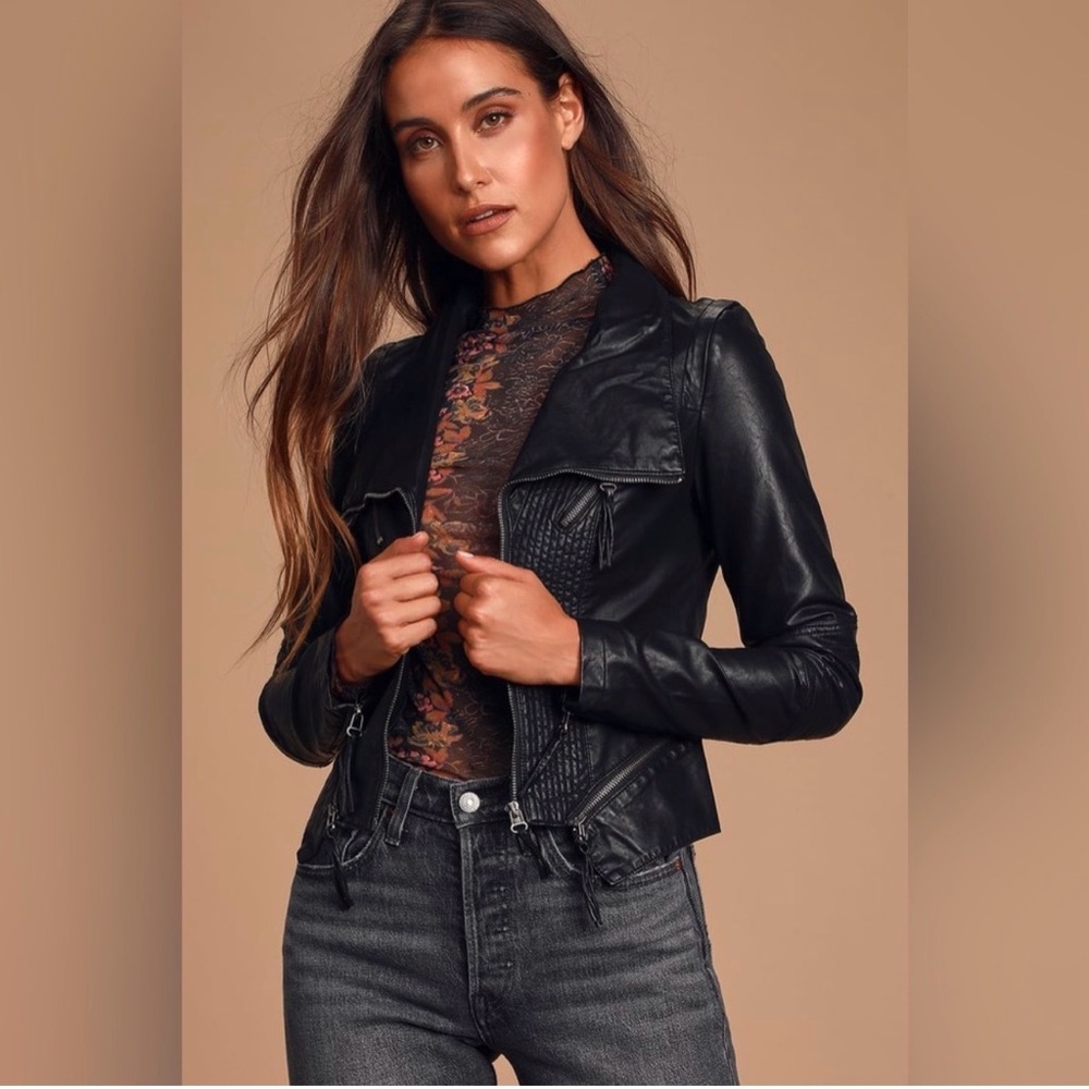 Lulu's Up on a Tuesday Black Vegan leather jacket